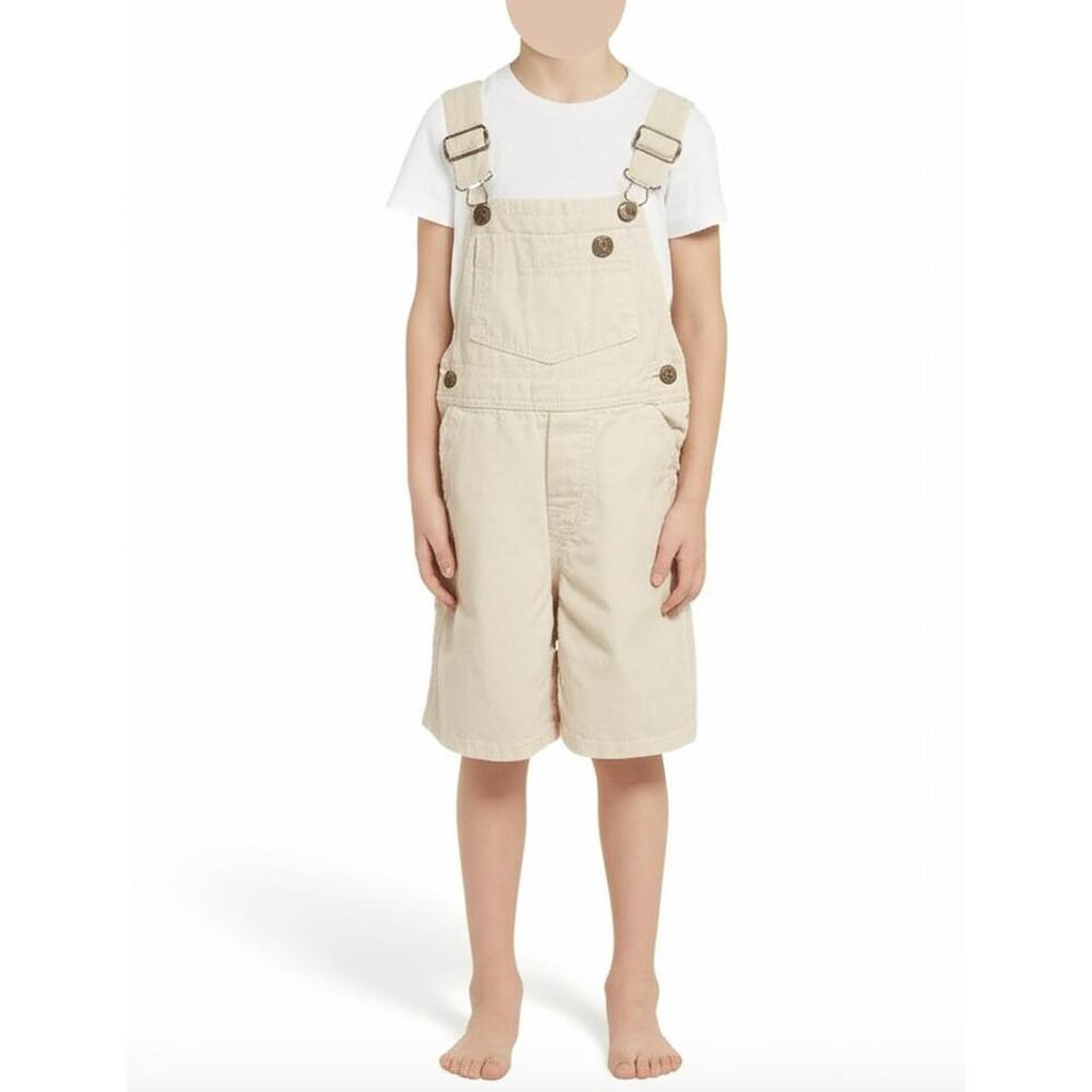 OshKosh‎ B'gosh Kids Shortalls Size 18 MOS Beige Adjustable Straps Playful